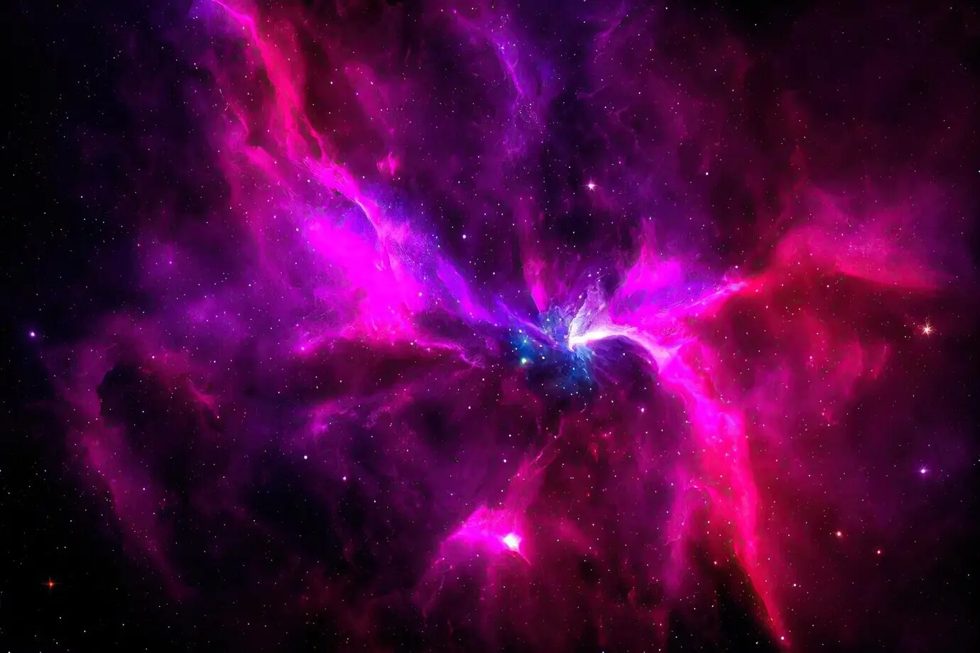 A realistic space background featuring a starry night cosmos with shining stars, the Milky Way, stardust, and a colored galaxy.