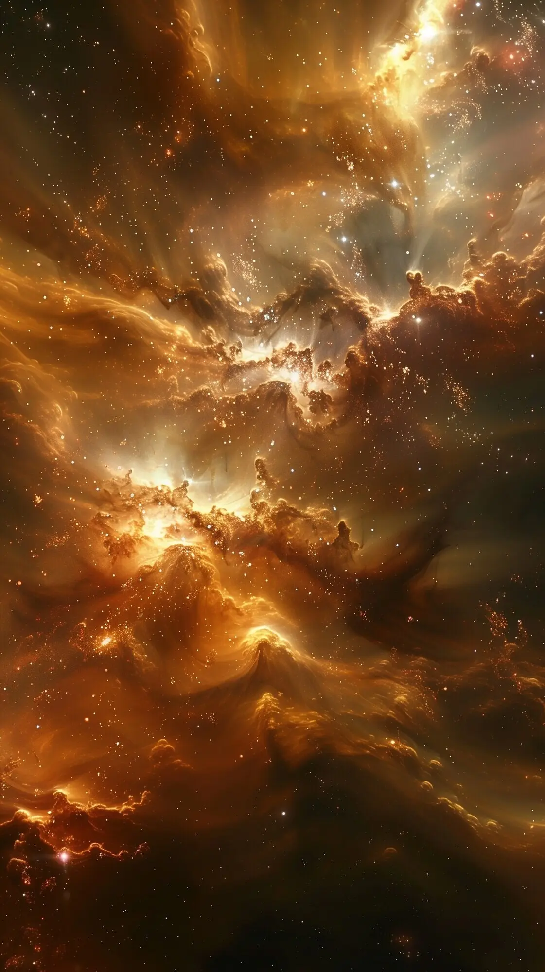 Galaxy-themed wallpaper in warm tones